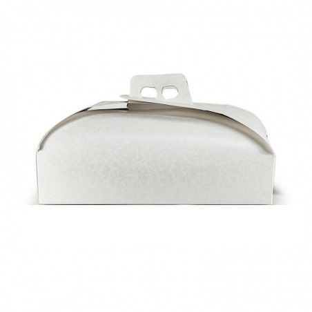 Base Per Torta Quadrata Argento 23 Cm Con Scatola Di Trasporto Bianca