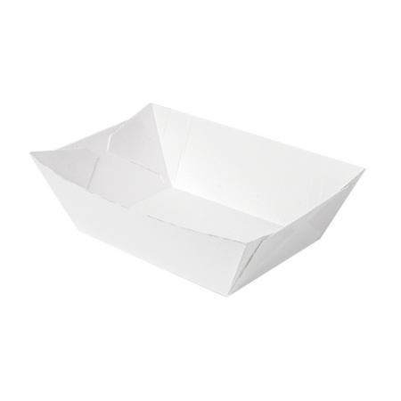 Vassoi a Barchetta in Cartoncino Bianco 960 gr | 10,6x7,2x5,2 cm - 200 pz
