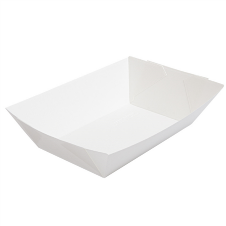 Vassoi a Barchetta in Cartoncino Bianco 2400 gr | 17x9,7x6,3 cm - 100 pz