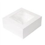 Scatola Pasticceria In Cartoncino Bianco con Finestra 18x18x7,5 cm - 50 pz