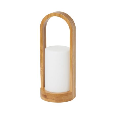 Portacandela a LED Easy bambù 240xØ100 mm Bianco