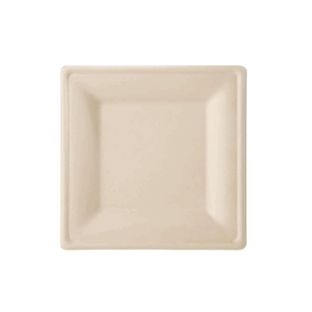 Piatto quadro bagassa colore naturale 16x16 cm - 50 pz