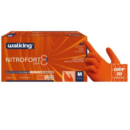 Guanti Nitrofort 8 Arancio Grip XL - 50 pz