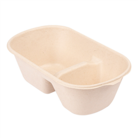 Scatola 2 Scomparti in Bagassa 22x12,9x6,85 cm | 1000 ml - 50 Pz