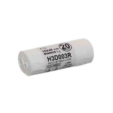 Sacchi Spazzatura a Rotolo 35x45 Bianco - 20 pz
