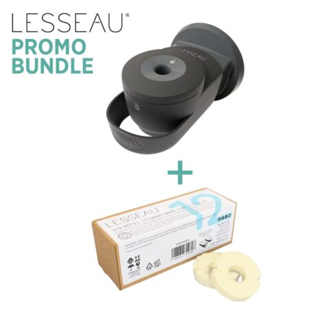 Lesseau Promo Bundle - Kit Dispenser Nero e 12 Ricariche Sapone Solido Mille Fleur