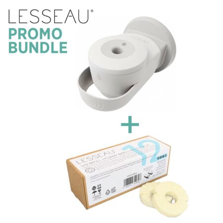 Lesseau Promo Bundle - Kit Dispenser Bianco e 12 Ricariche Sapone Solido Mille Fleur