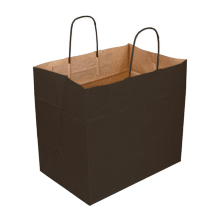 Buste Kraft Nero con Manico 32+21x28,5cm | 250 pz