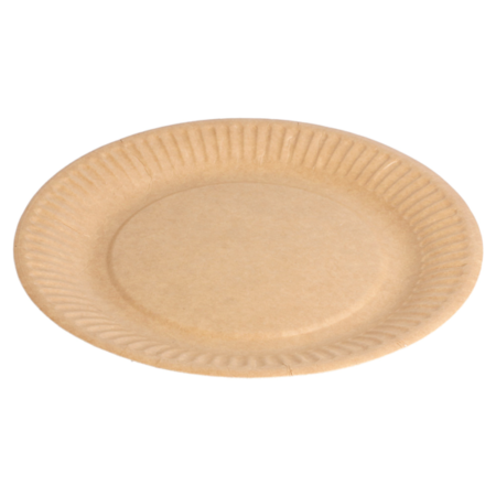 Piatti In Carta Avana Rotondi Bio-Laccati Ø 18 Cm - 20 pz