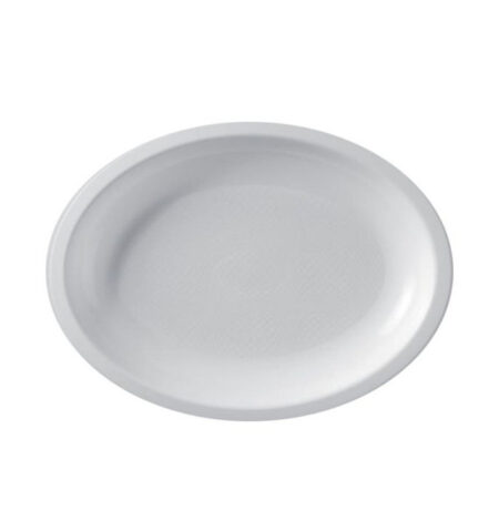 Piatto PP Ovale Riutilizzabile Bianco 315 mm - 25 pz